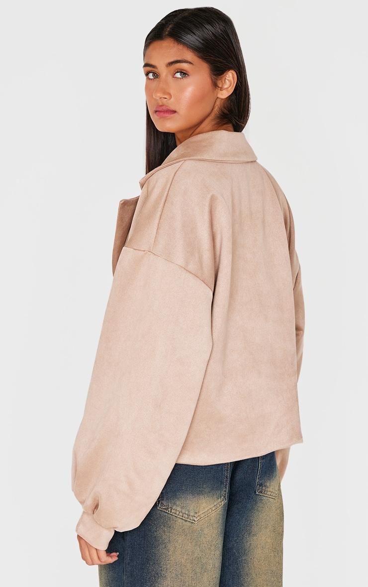 Stone Faux Suede Balloon Sleeve Trench Coat Product Image