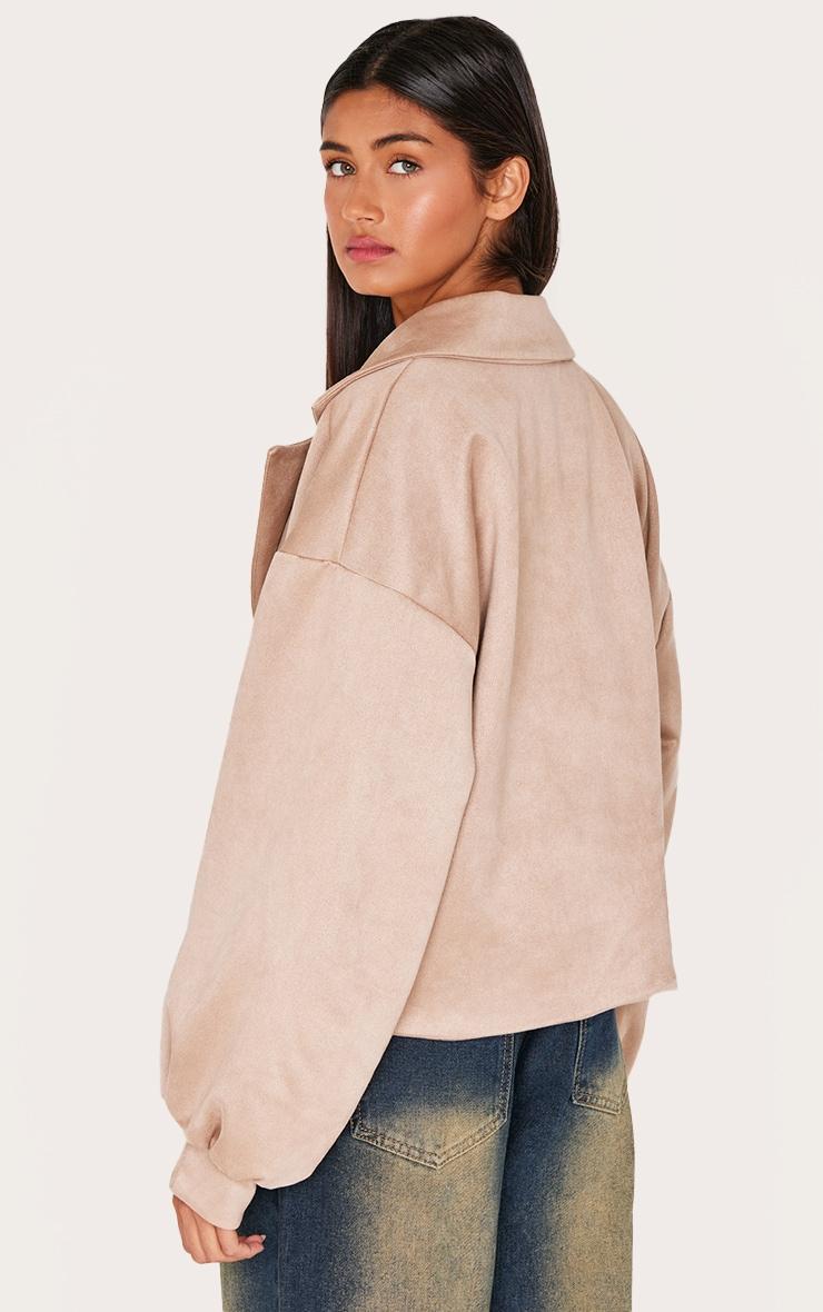 Stone Faux Suede Balloon Sleeve Trench Coat Product Image