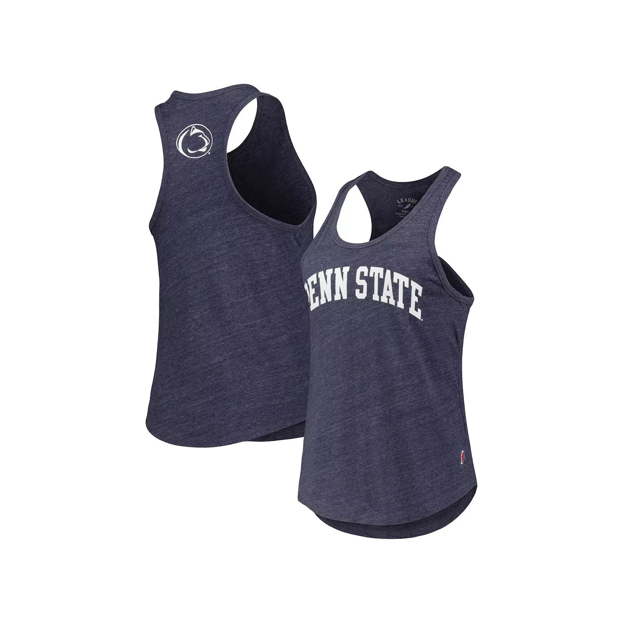 Women's League Collegiate Wear Heather Navy Penn State Nittany Lions Two-Hit Intramural Tri-Blend Scoop Neck Racerback Tank Top, Size: Large, Blue Product Image