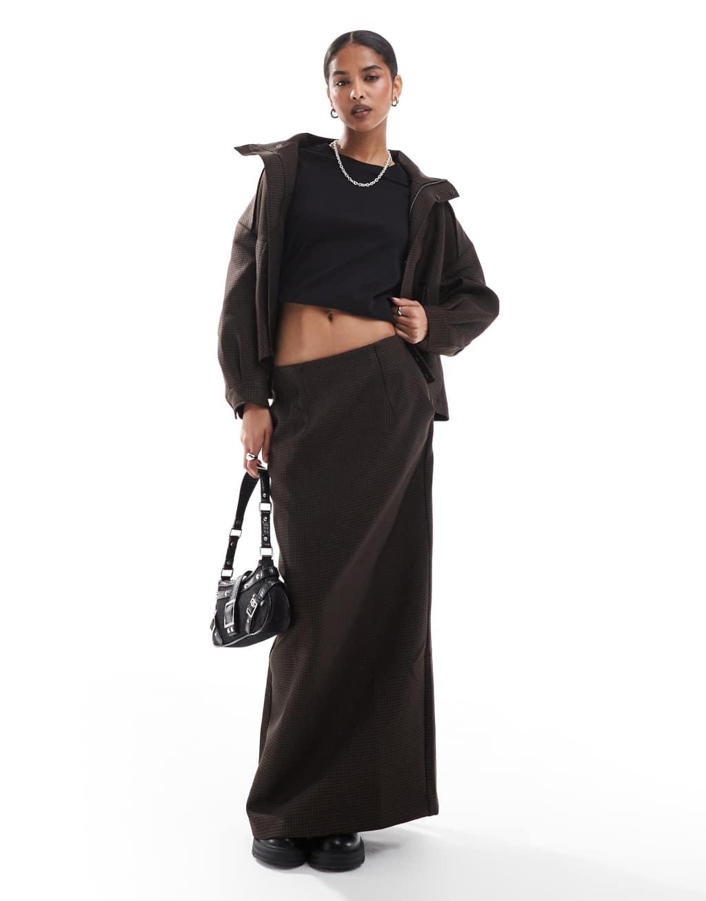 Scalpers choussy skirt in brown check   Product Image