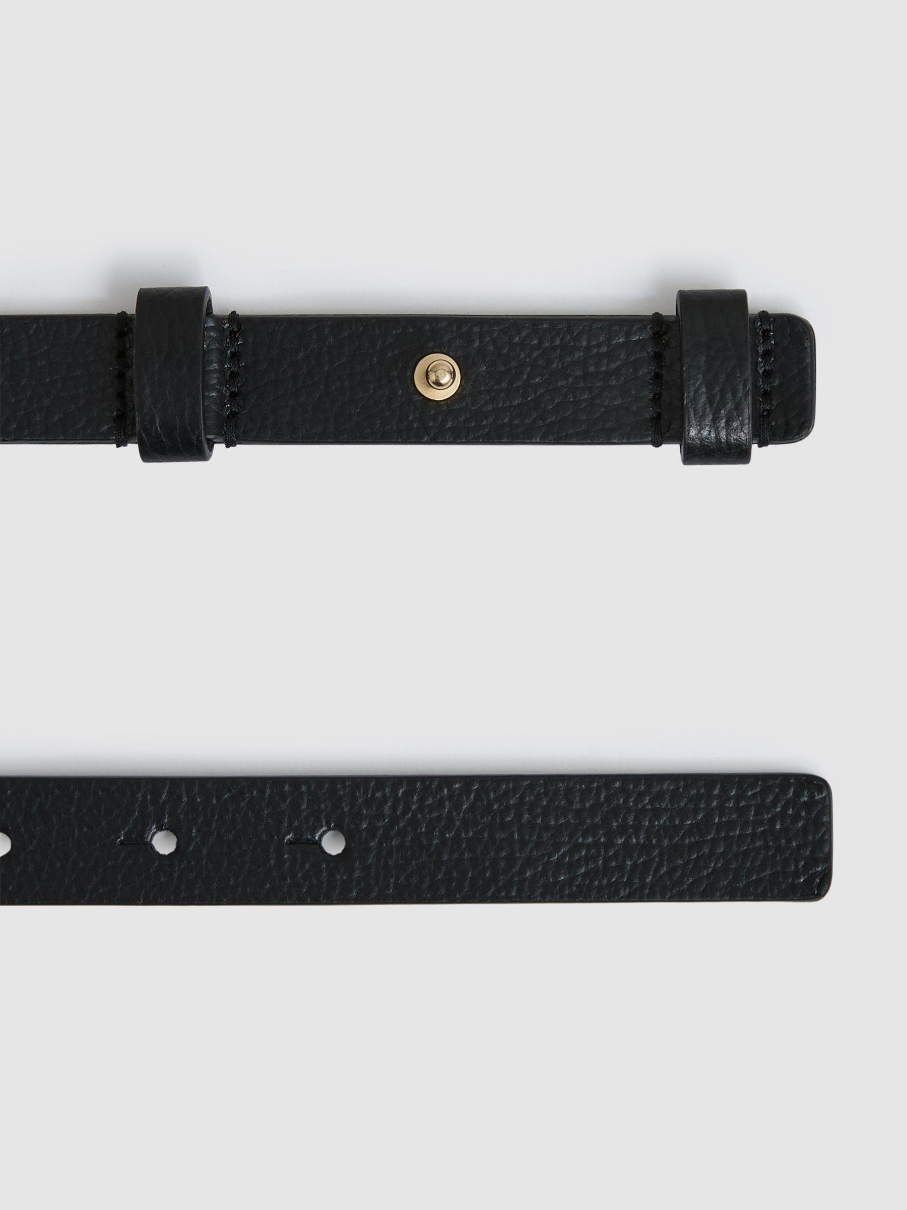 Leather Sculpted-Hardware Belt in Black Product Image