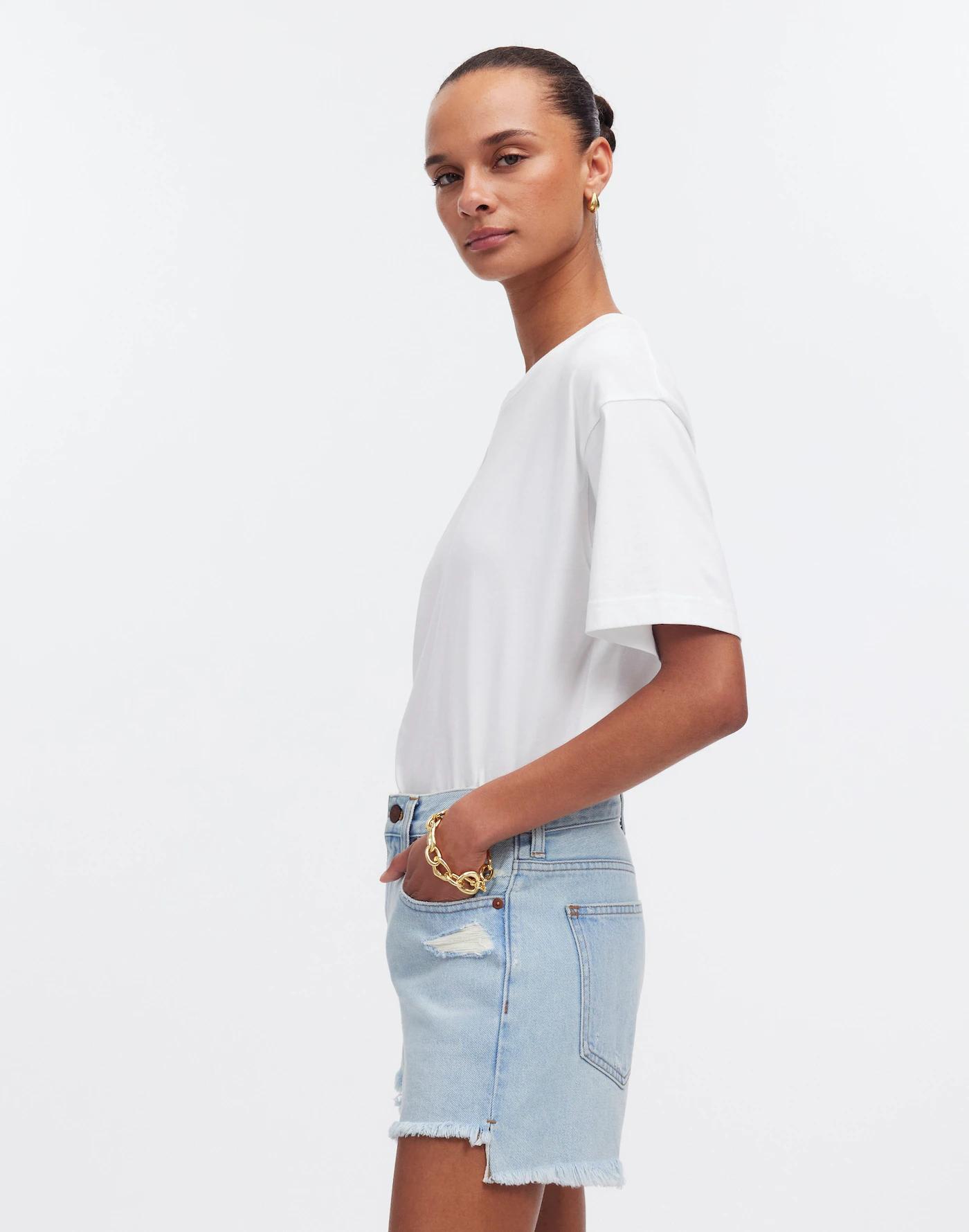 Relaxed Mid-Length Denim Shorts in Wengler Wash: Step-Hem Edition Product Image