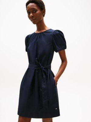 Puff-Sleeve Belted Dress Product Image