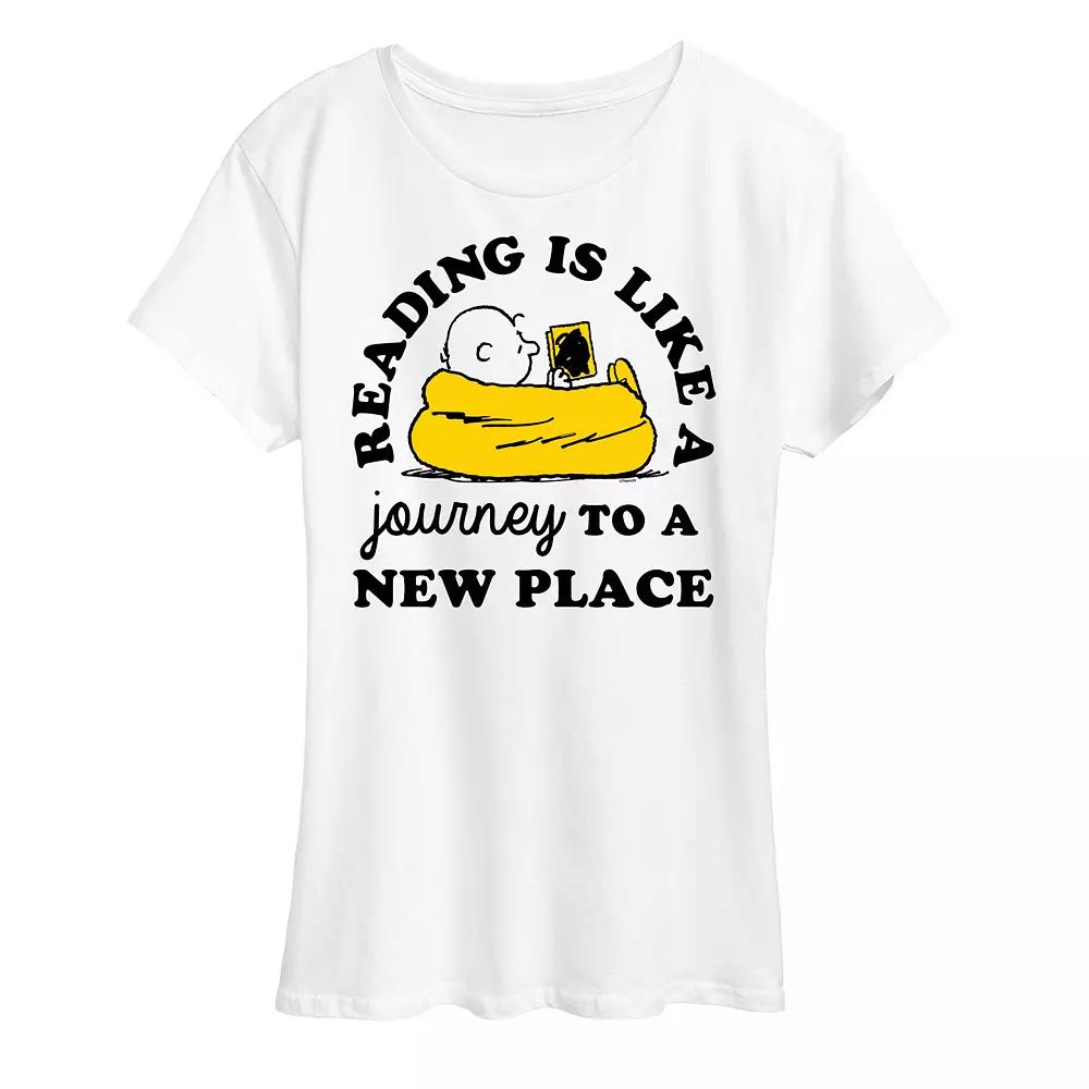 Women's Peanuts Charlie Brown Reading Journey Graphic Tee, Girl's,  Product Image
