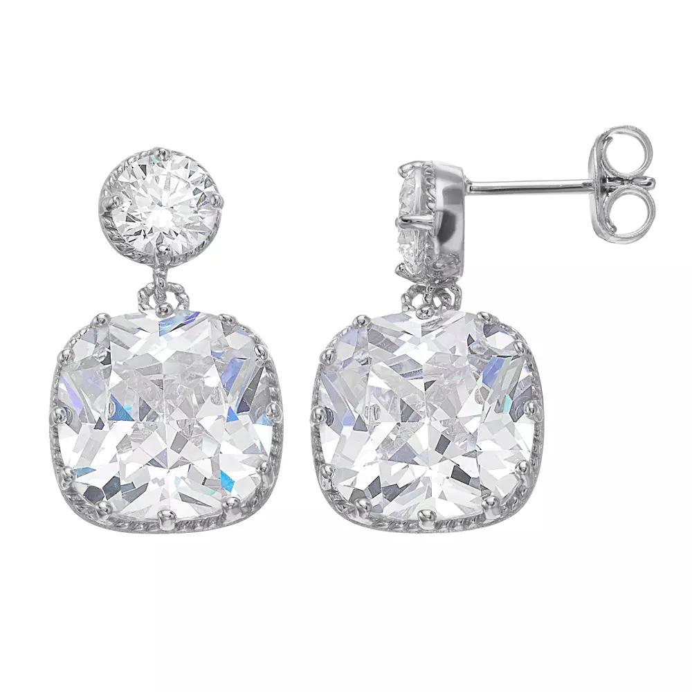 Rosabella Sterling Silver Cubic Zirconia Dangle Earrings, Women's Product Image