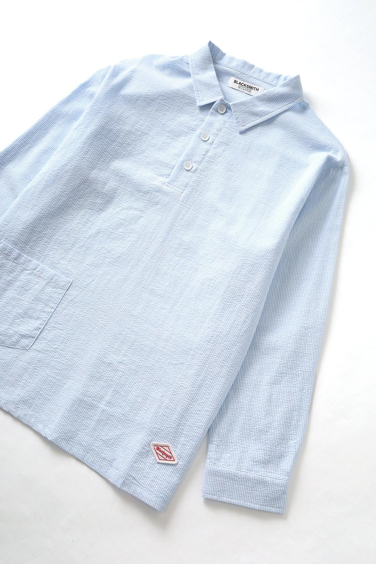 Blacksmith - Long Sleeved Popover Shirt - Blue Seersucker Product Image
