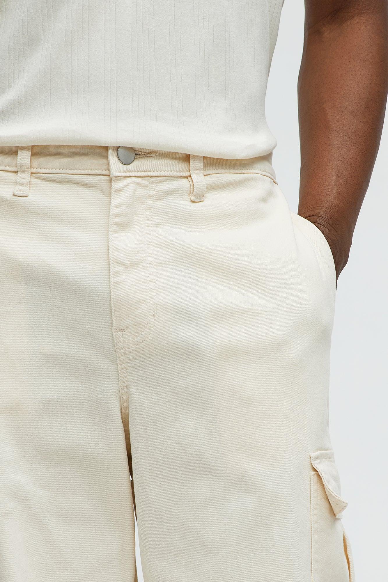 Yes Please Baggy Cargo Pants - Cream Male Product Image