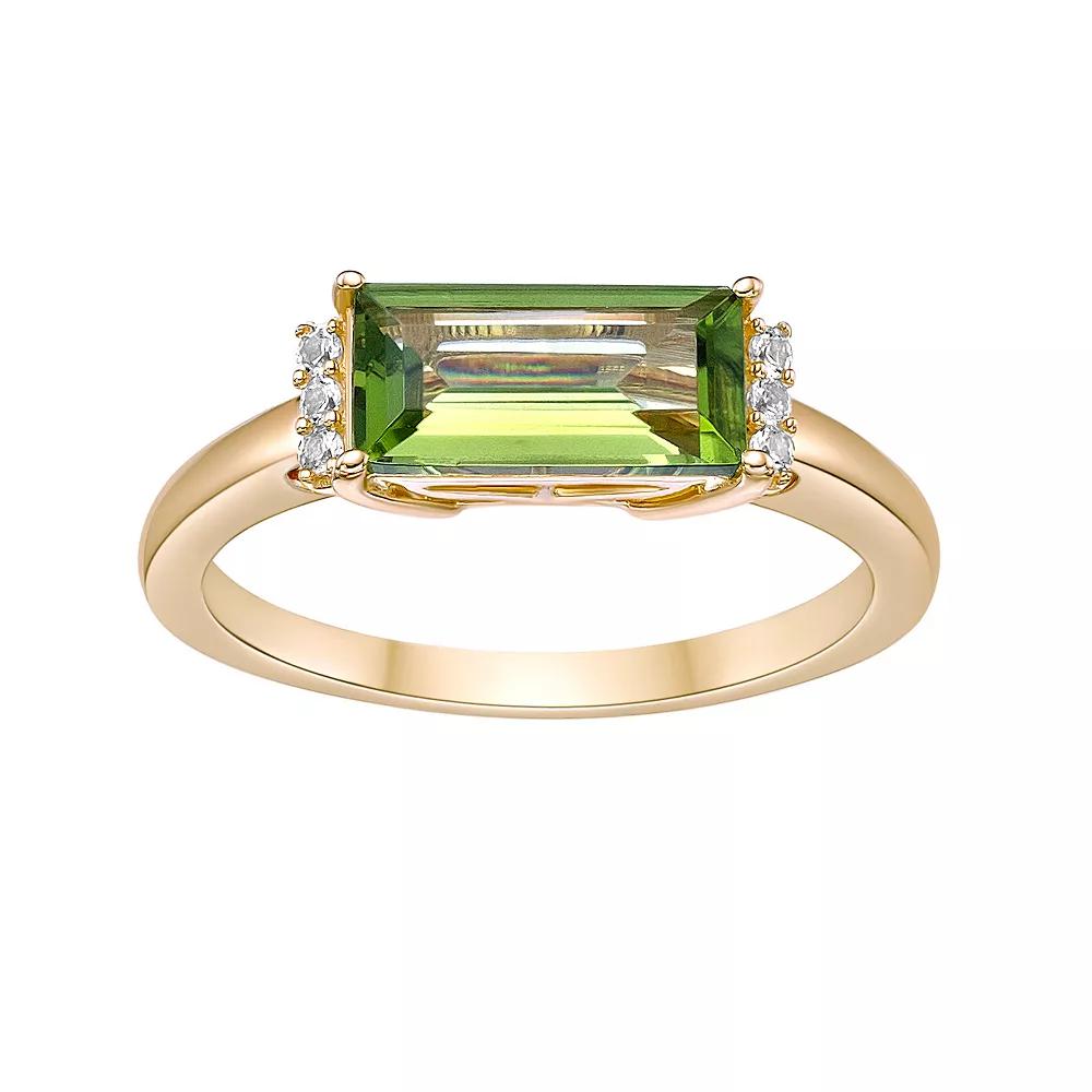 Gemminded 18K Gold Plated Peridot and Lab Created White Sapphire Ring, Womens Gold Tone Product Image