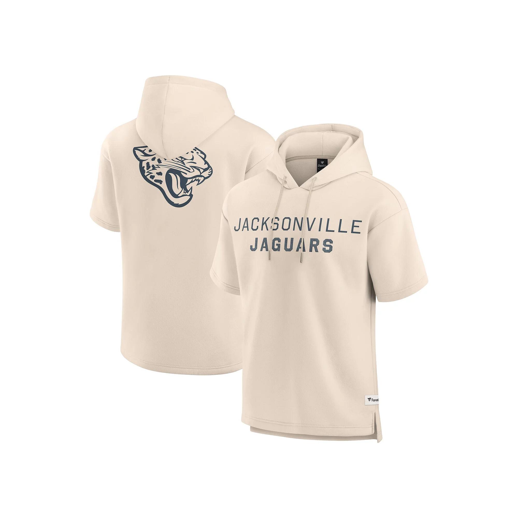 Men's Fanatics Cream Jacksonville Jaguars Elements Future Ground Lettering Short Sleeve Pullover Hoodie,  Product Image