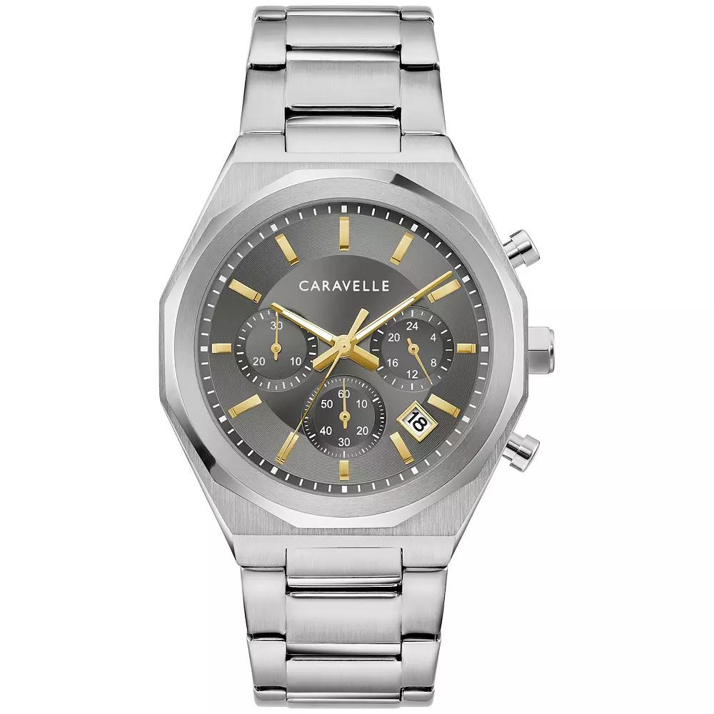 Caravelle by Bulova Mens Stainless Steel Grey Dial Chronograph Watch - 43A158 Gray Product Image
