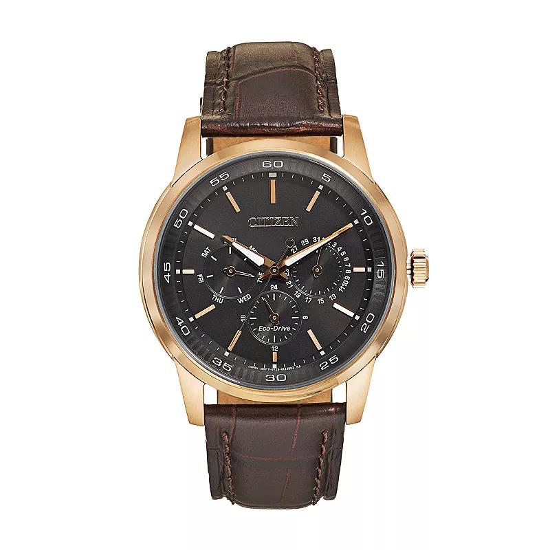 Citizen Eco-Drive Mens Leather Watch, Brown Product Image