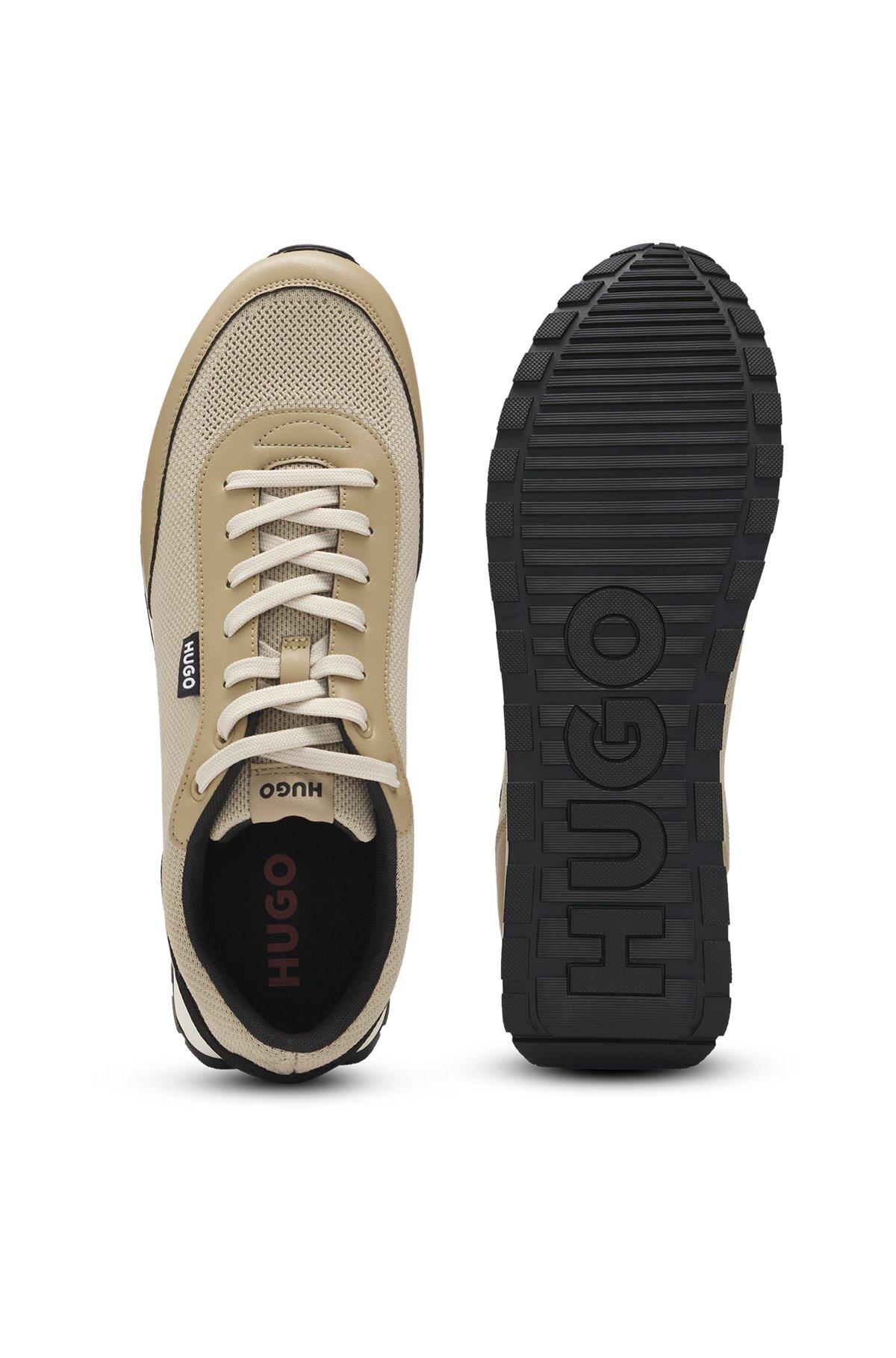 Knit-effect trainers with faux-leather trims Product Image