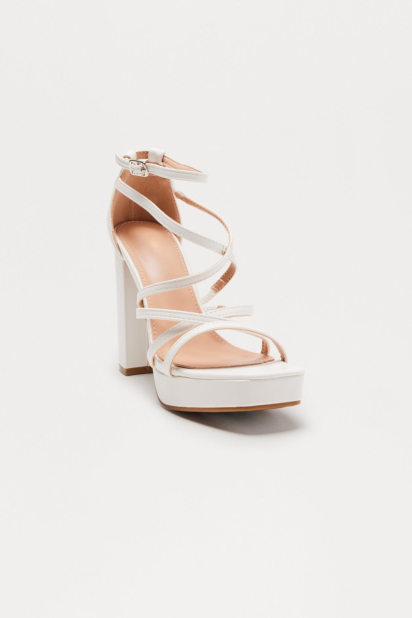 Cadel Faux Leather Heels - White Female Product Image