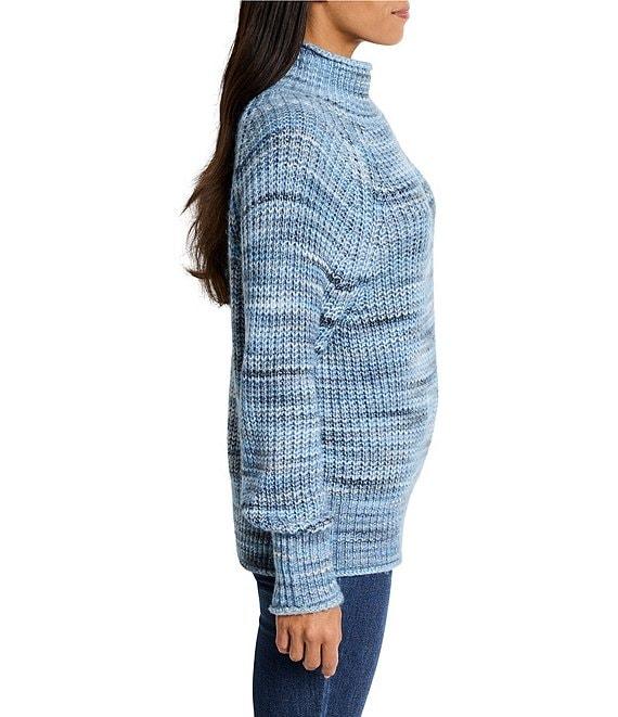 NIC + ZOE Party Mix Shaker Rib Stitch Knit Turtleneck Long Sleeve Sweater Product Image