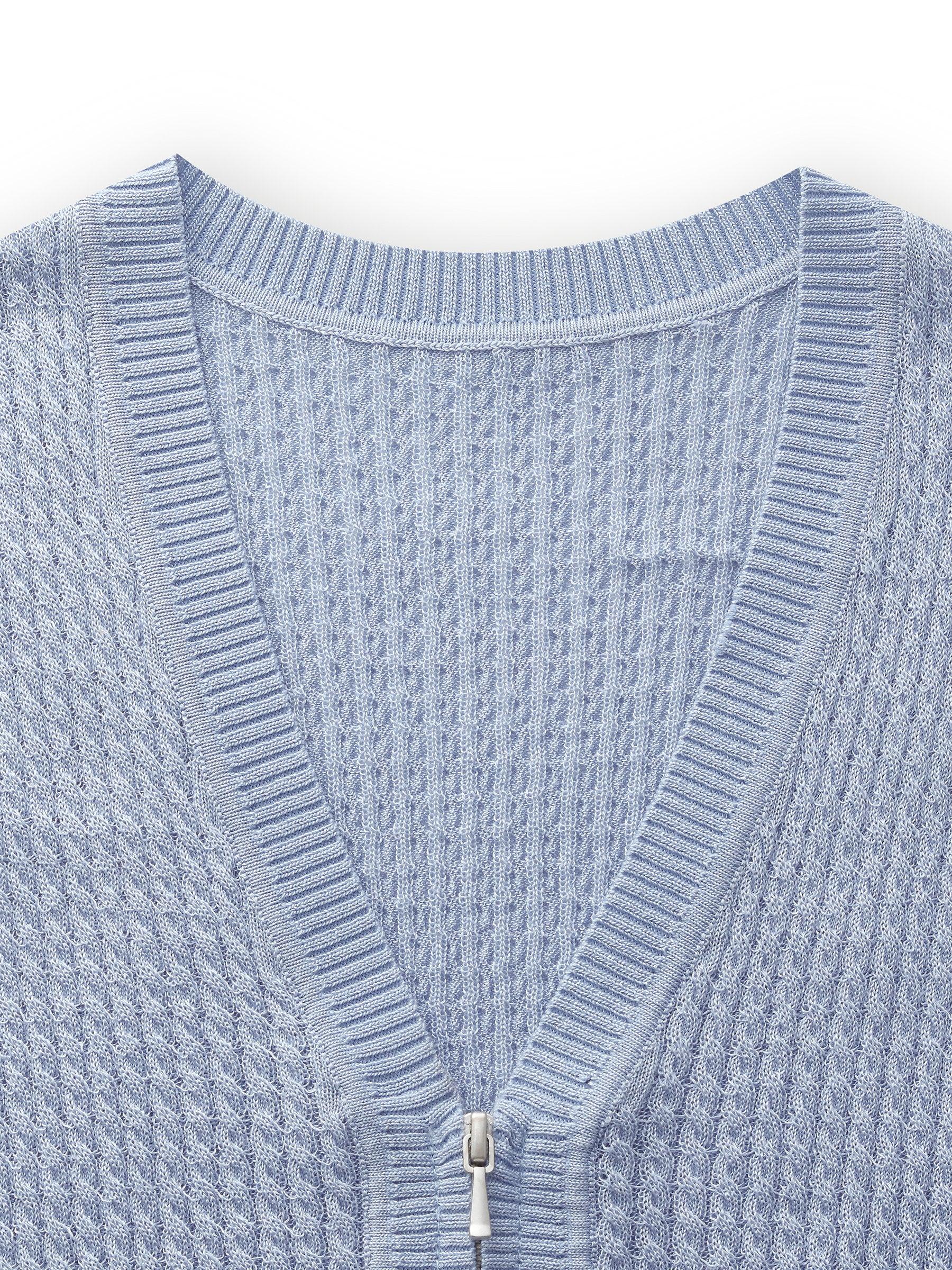 Tencel Blend Half-Zip Women V-Neck Knit Tank Top Product Image