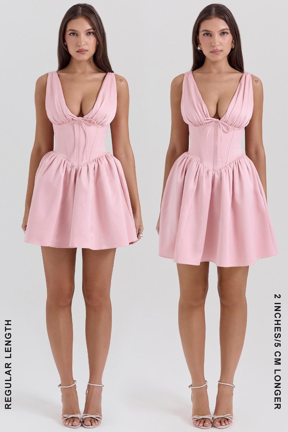 Emmeliette  powder pink satin mini dress - sale Product Image