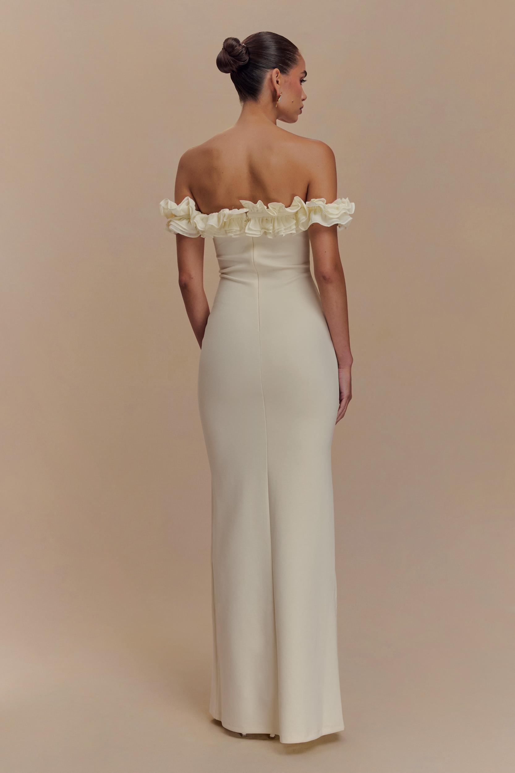 Nova Ruffle Off Shoulder Maxi Dress - Ivory Product Image