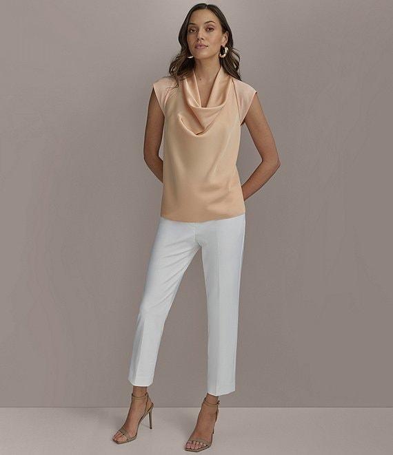 Donna Karan Mixed Media Cowl Neck Cap Sleeve Top Product Image
