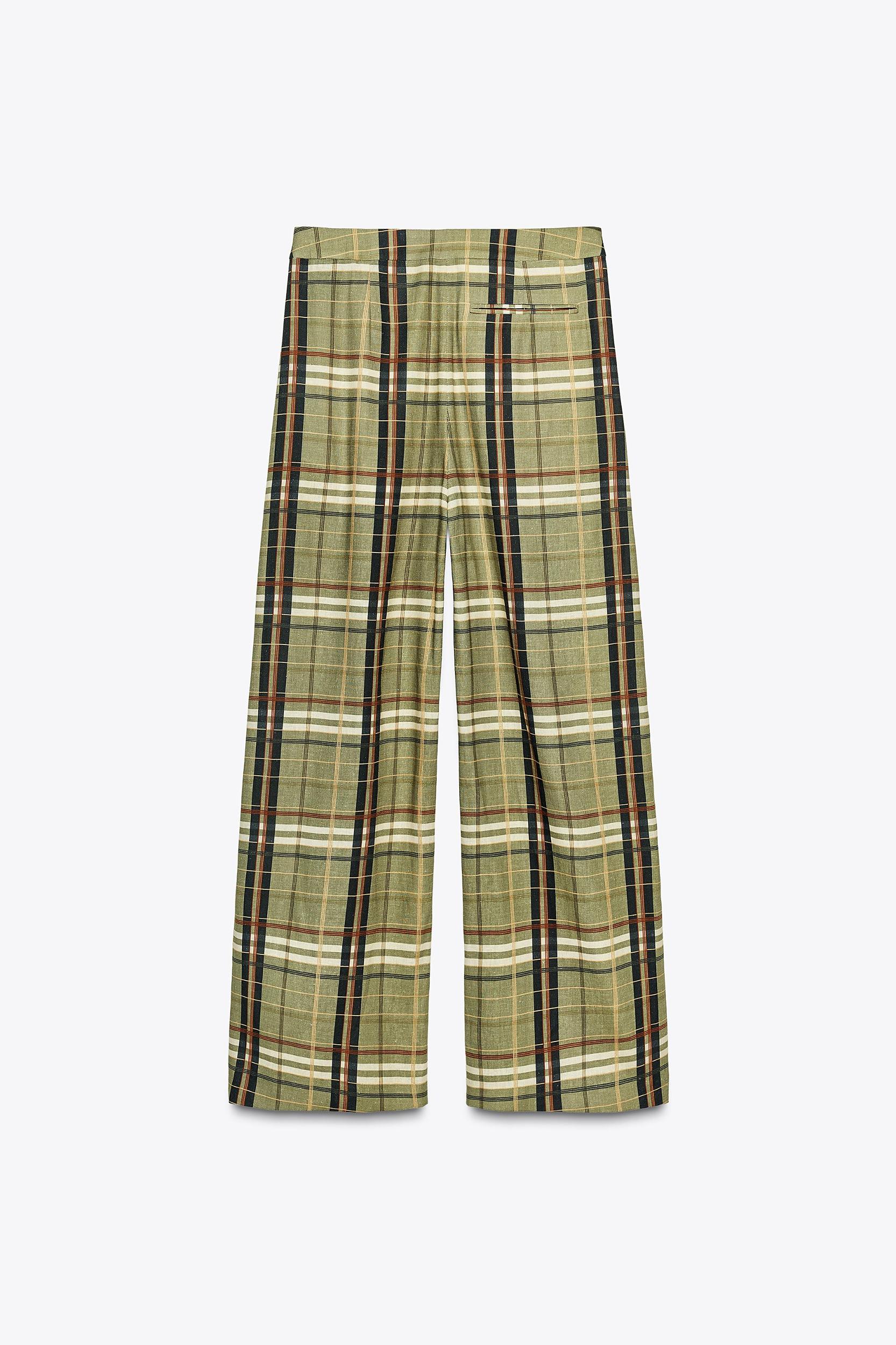 ZW COLLECTION LINEN CHECKERED PANTS Product Image