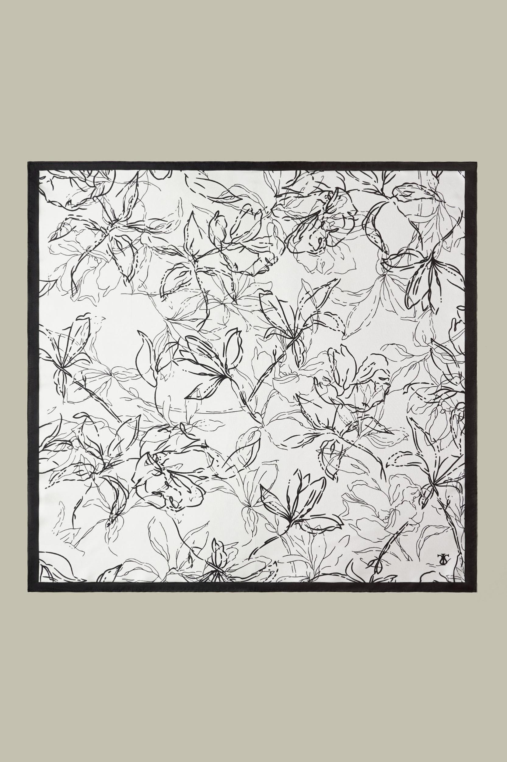 Floral Sketch Twill Silk Square Scarf Product Image