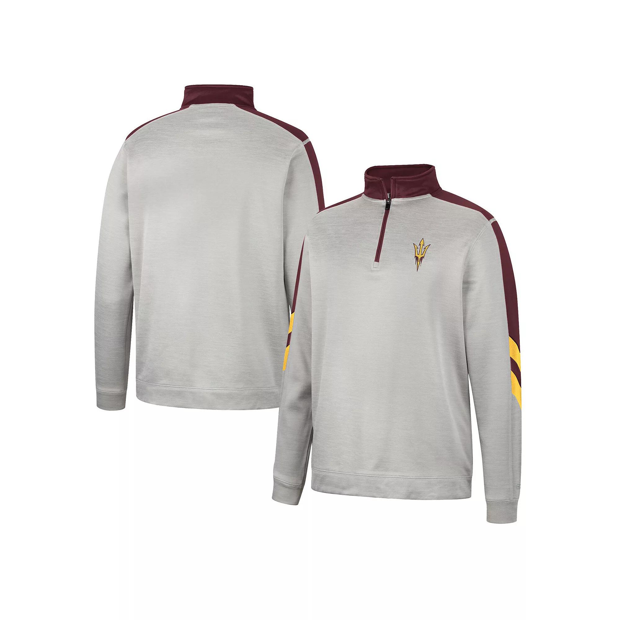Men's Colosseum Gray/Maroon Minnesota Golden Gophers Bushwood Fleece Quarter-Zip Jacket, Size: Large, Grey Product Image