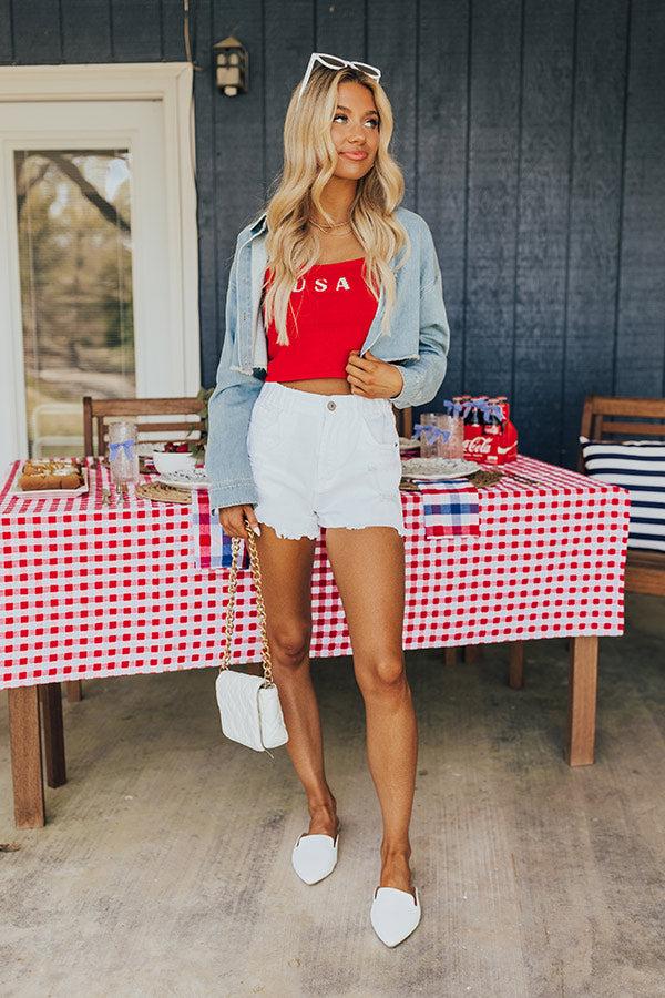 Subtly In Love Chambray Crop Top Product Image