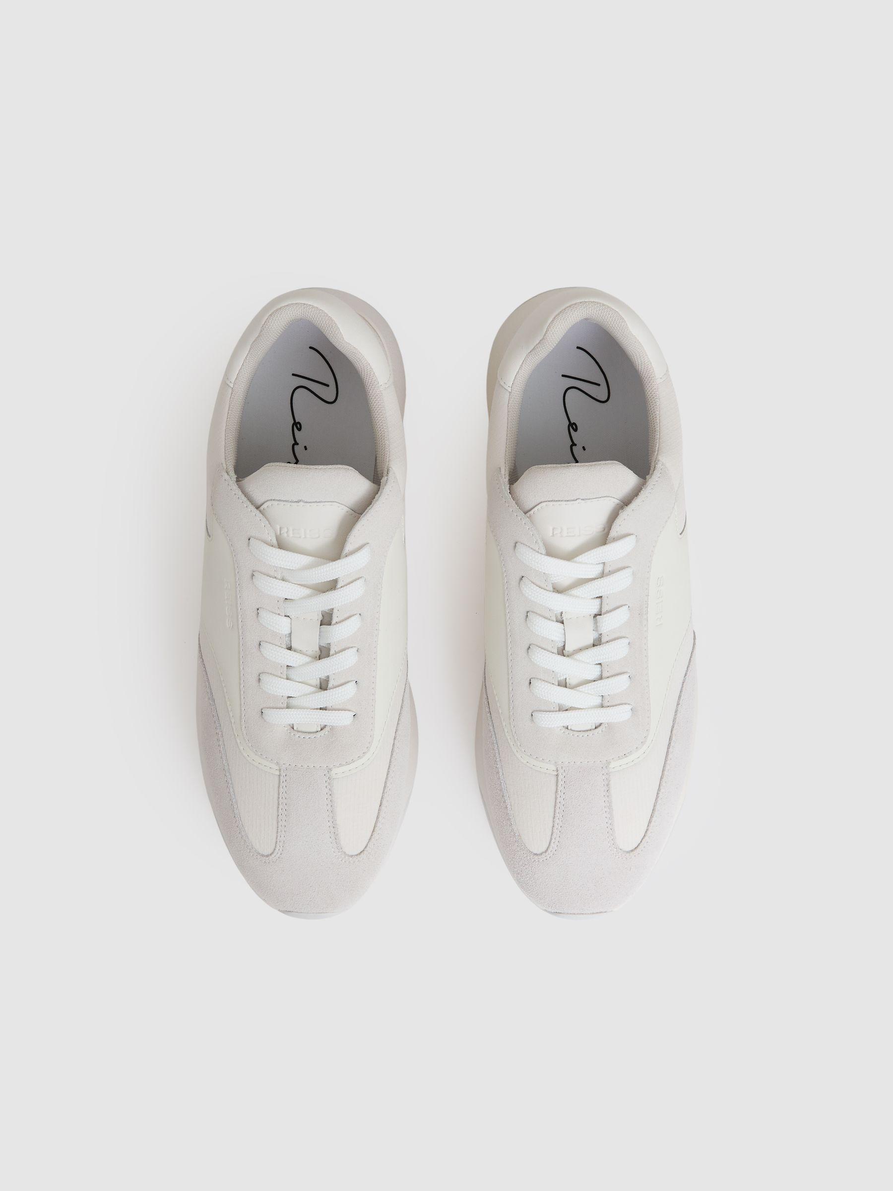 Leather Suede Running Trainers in White Product Image