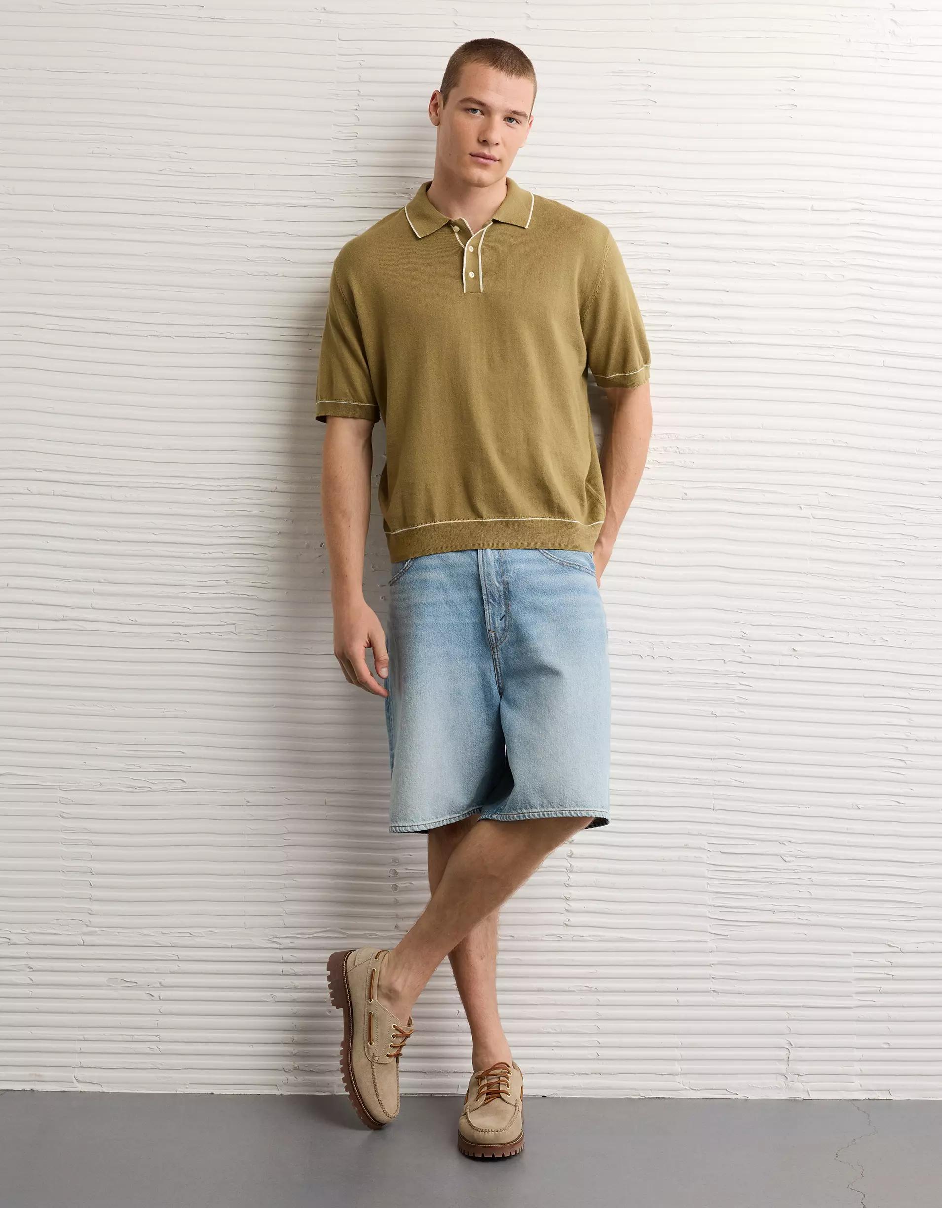 AE Tipped Sweater Polo Shirt Product Image