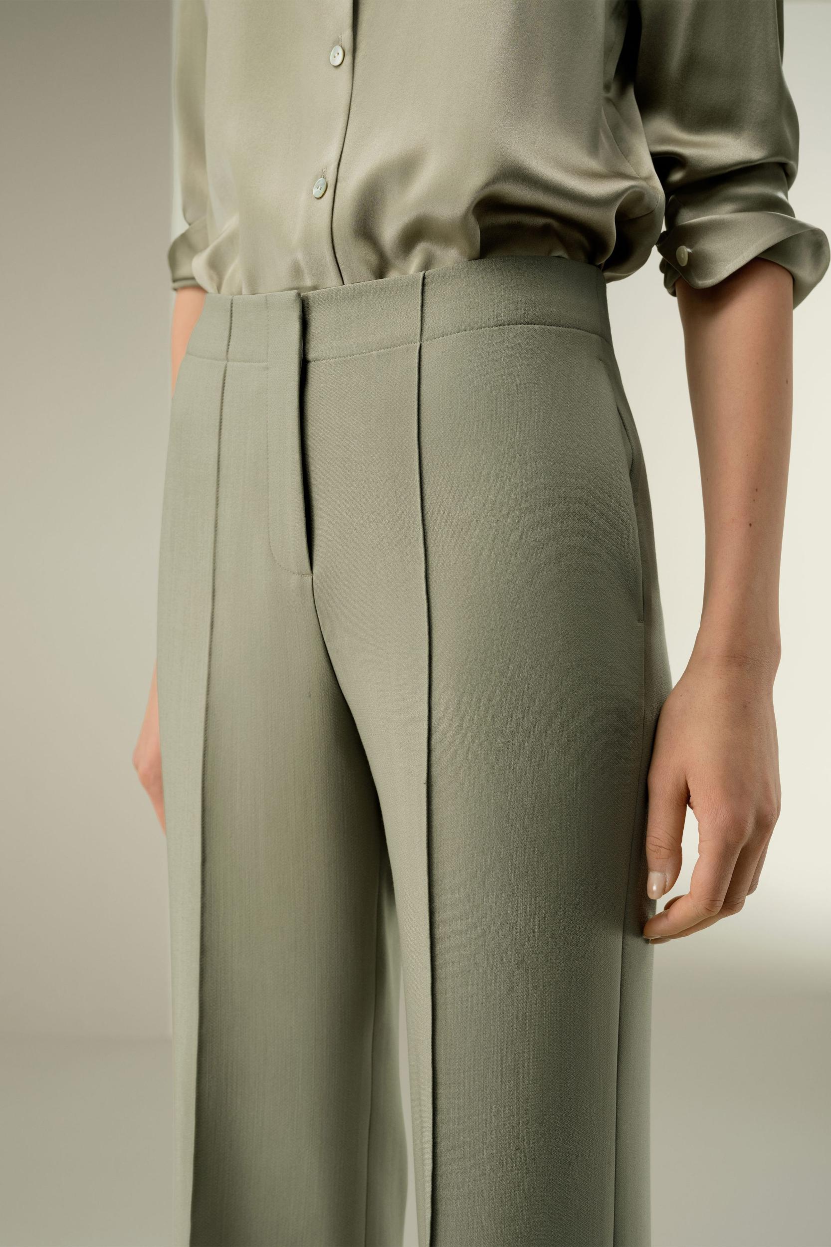Silk-Wool Twill Flare Pants Product Image
