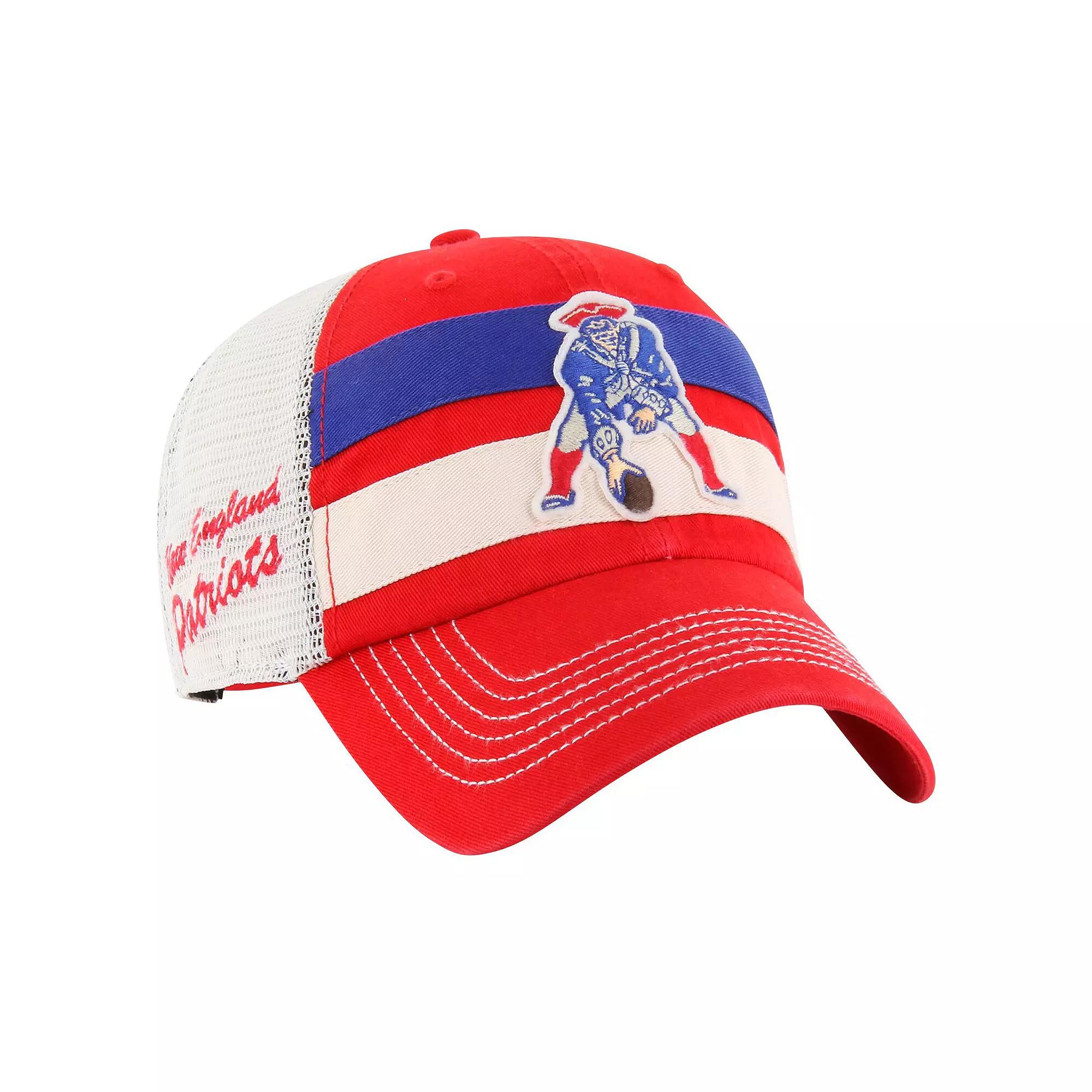 Men's '47 Red New England Patriots Throwback Clubhouse Boon Clean-Up Trucker Adjustable Hat Product Image