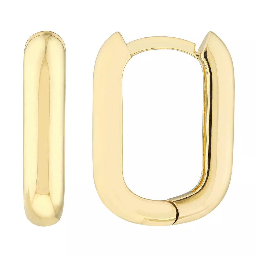 14k Gold Oblong Polished Huggie Hoop Earrings, Women's Product Image