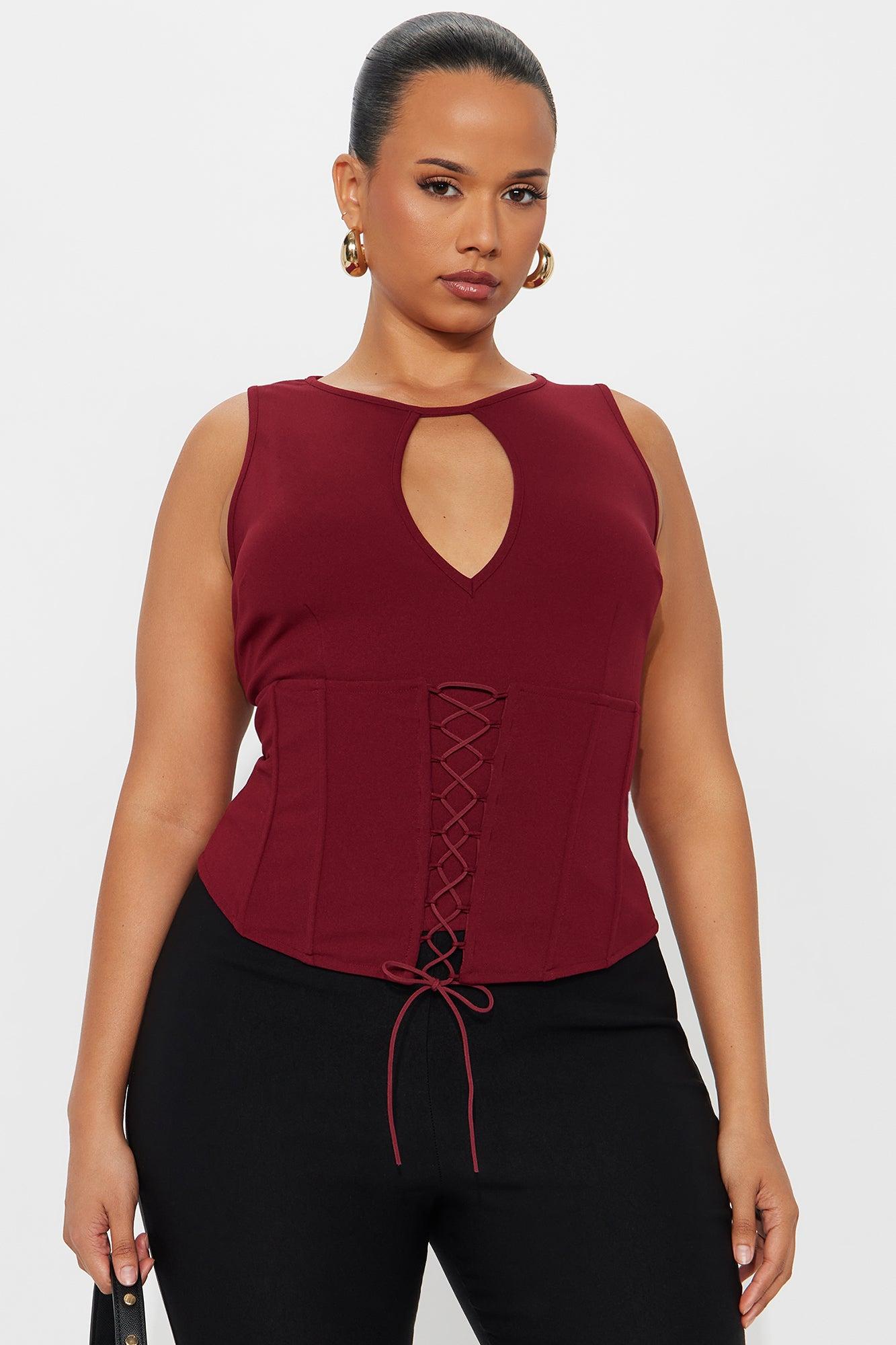 Muse Corset Waist Top - Plum Female Product Image
