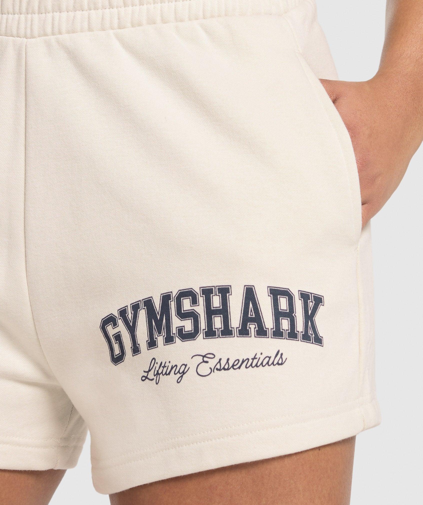Gymshark Lifting Essentials Graphic Brushed 4' Shorts - Oat White Female Product Image