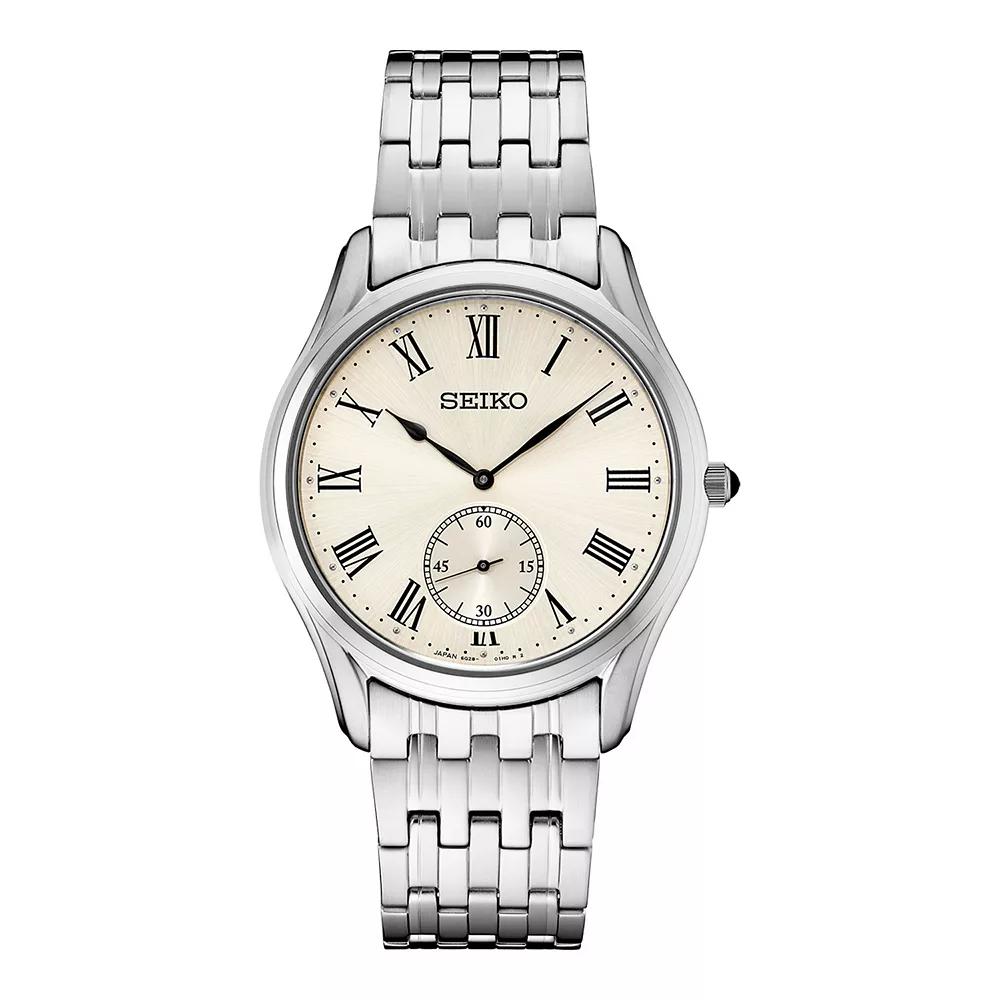 Seiko Essentials Mens Stainless Steel White Dial Bracelet Watch - SRK047 Product Image