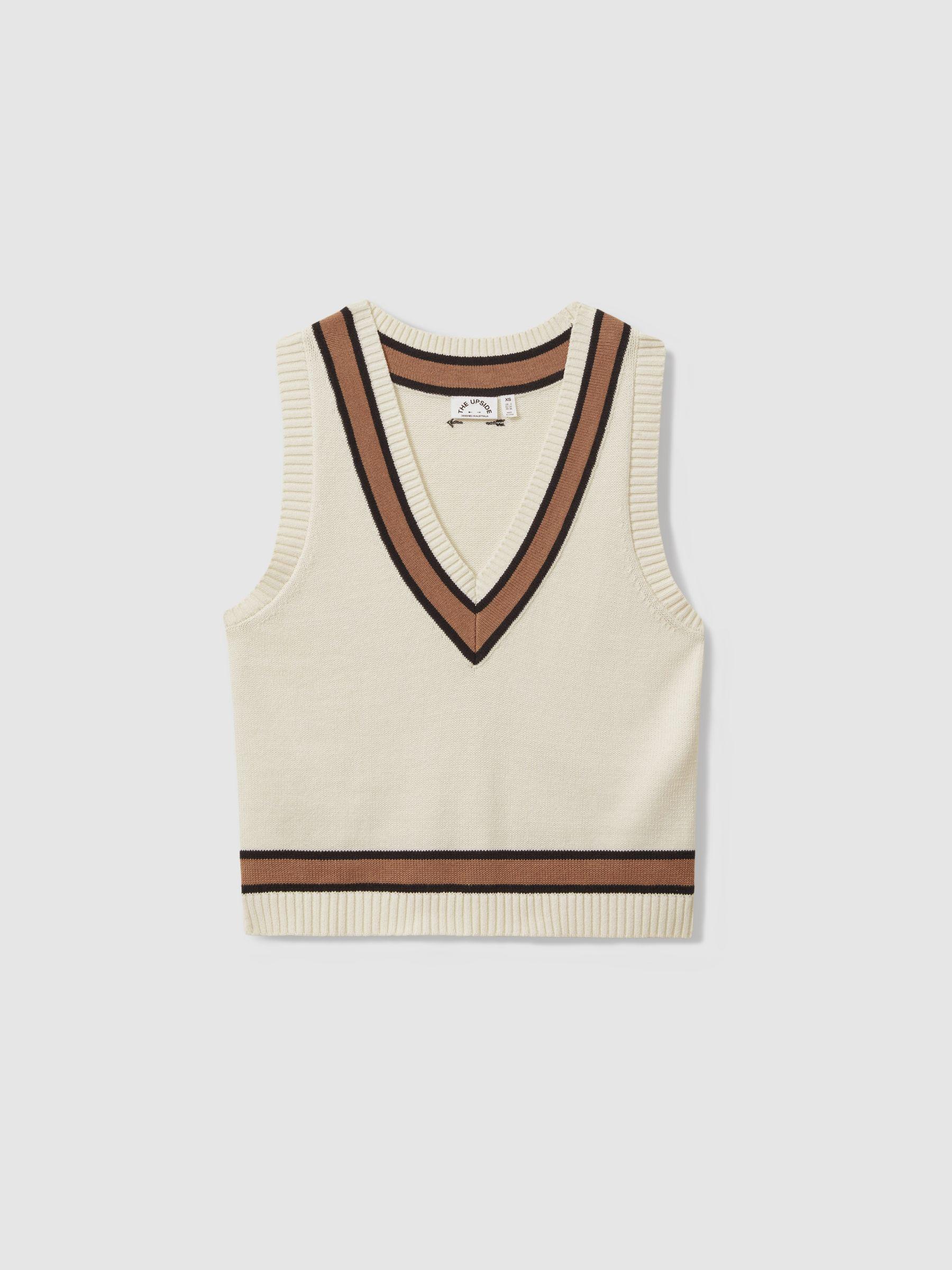The Upside Knitted V-Neck Vest in Cream Product Image
