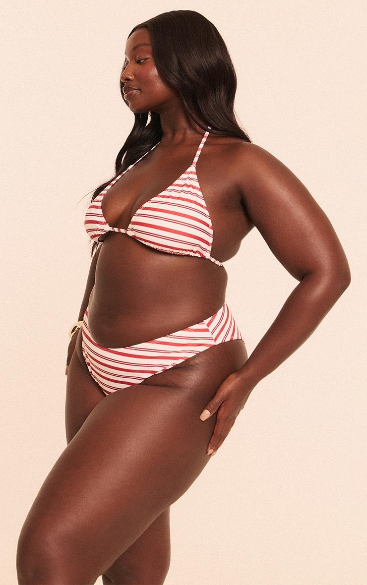 Plus Red Stripe Tanga Bikini Bottoms Product Image