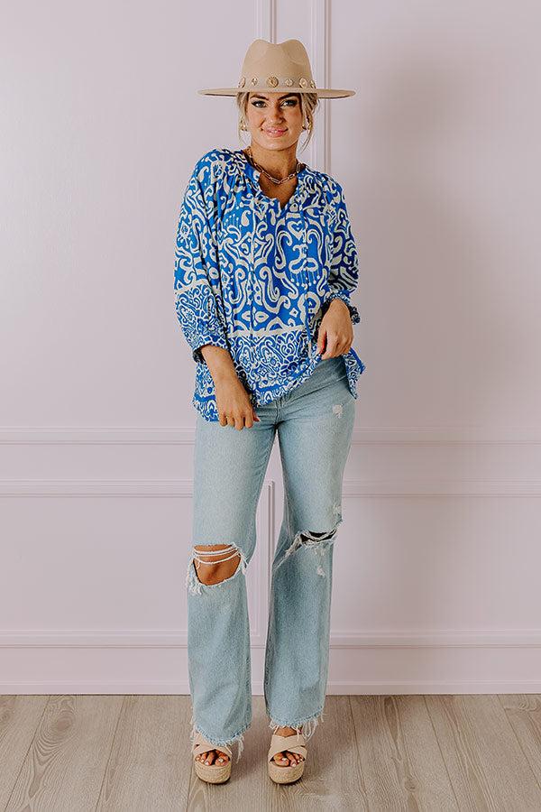 Santorini Season Shift Top in Ocean Blue Product Image