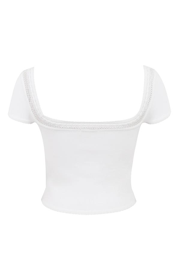 Nola  ivory dainty knit top Product Image