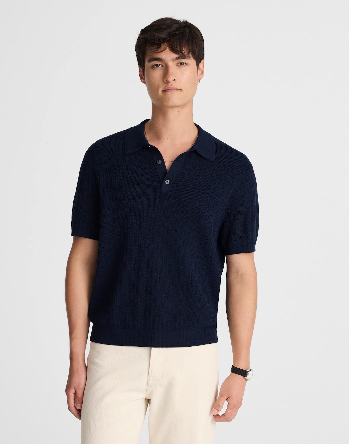 Tuck-Stitch Three-Button Sweater Polo Product Image