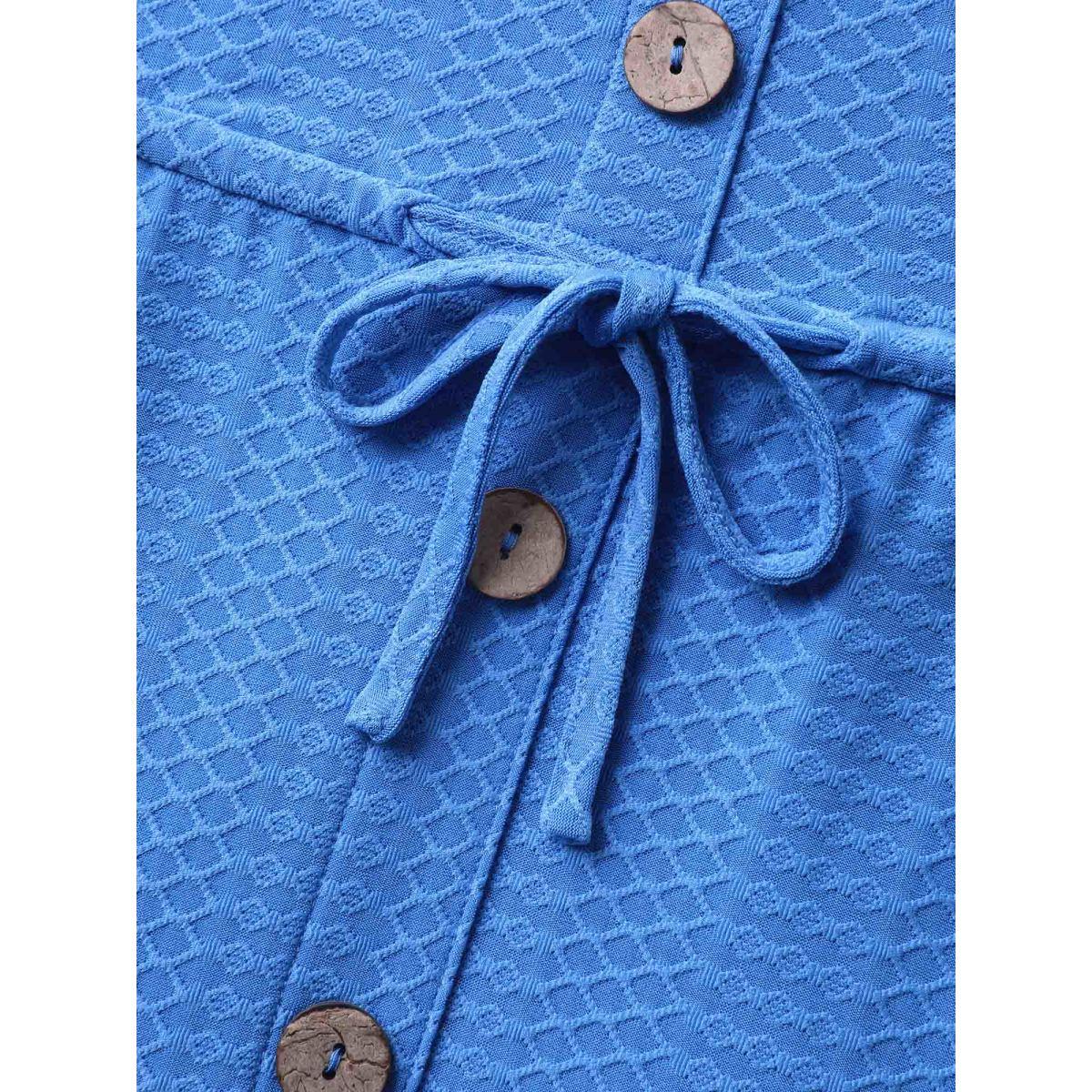 Plus Size Textured Waist Drawstring Pockets Midi Dress Skyblue Women U-neck Sleeveless Curvy BloomChic 10/M Product Image