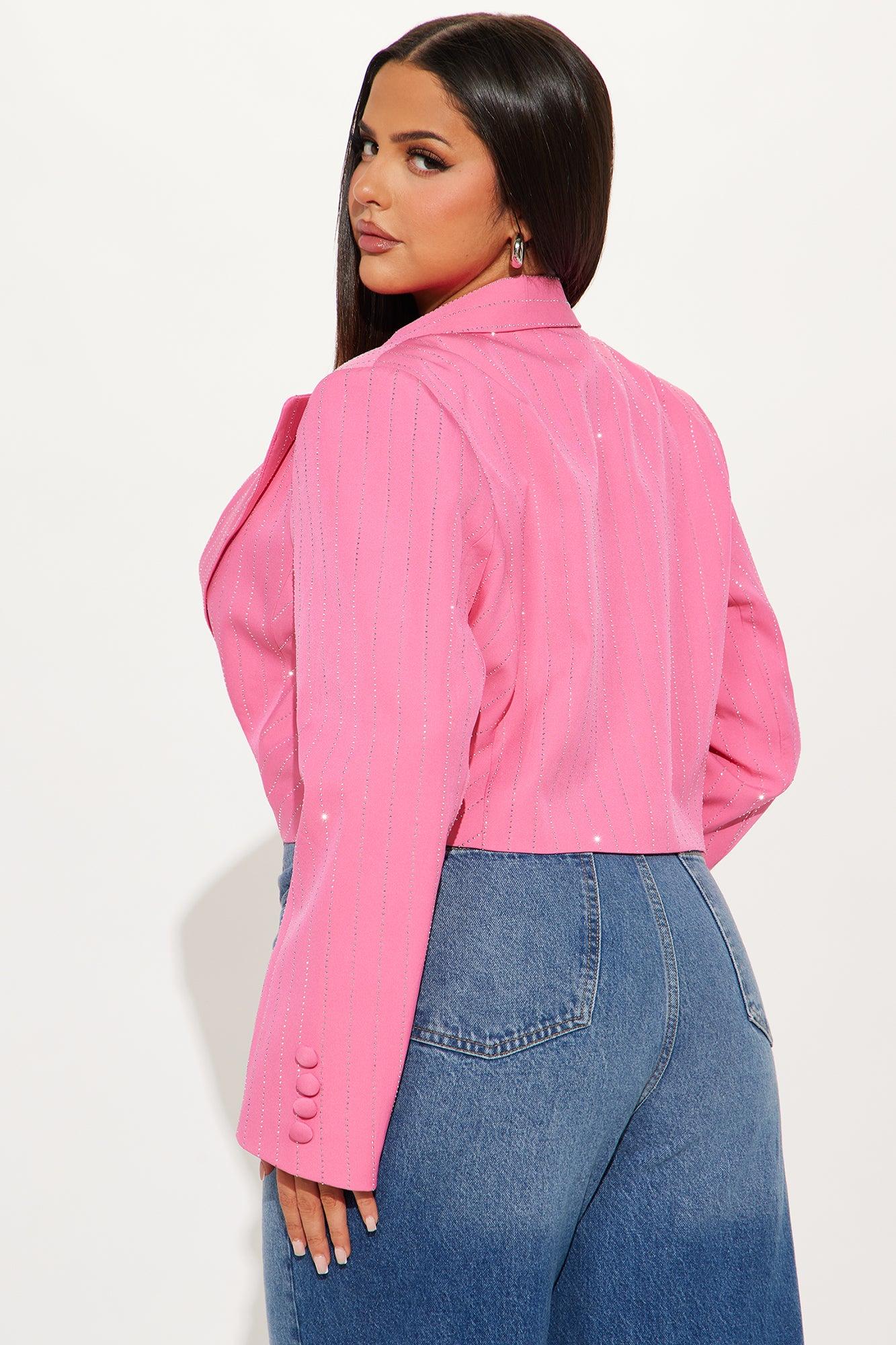 Catch Your Eye Rhinestone Blazer - Pink Product Image