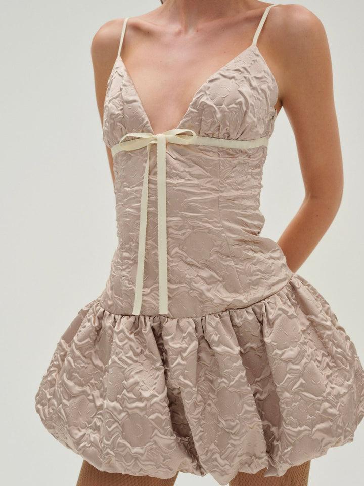 Flower Satin Mini Dress — Pink Product Image