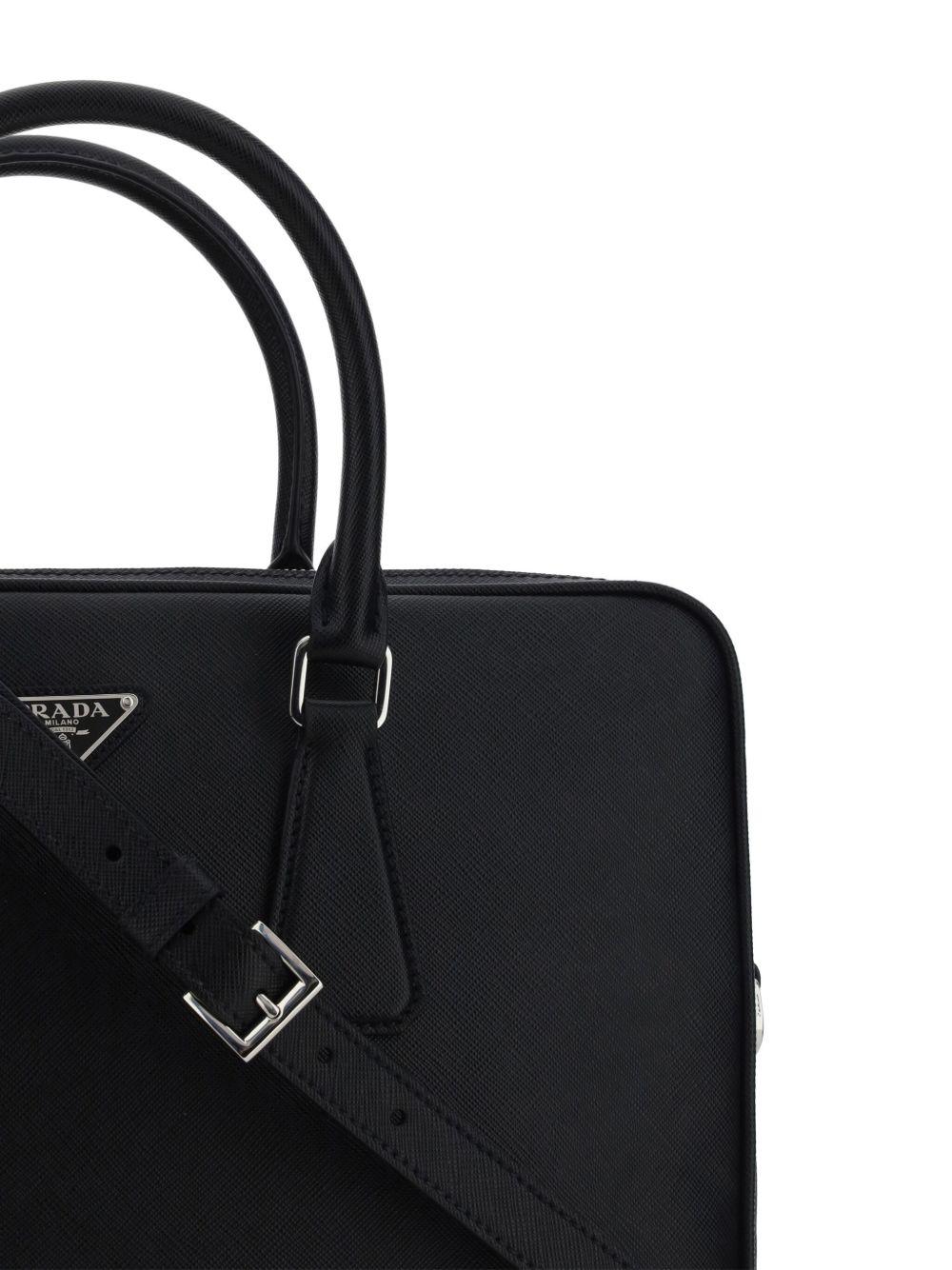 triangle-logo leather briefcase Product Image