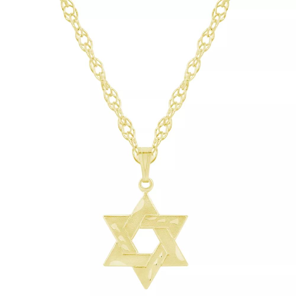 14k Gold Over Silver Star of David Pendant Necklace, Women's, Size: 18", Gold Tone Product Image
