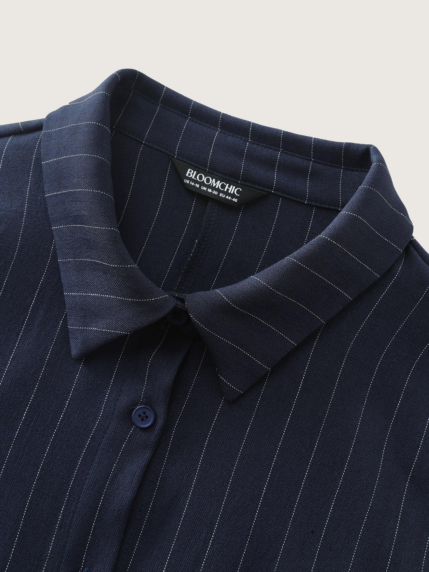 Striped Waist-Tie Button-Down Blouse Female Product Image