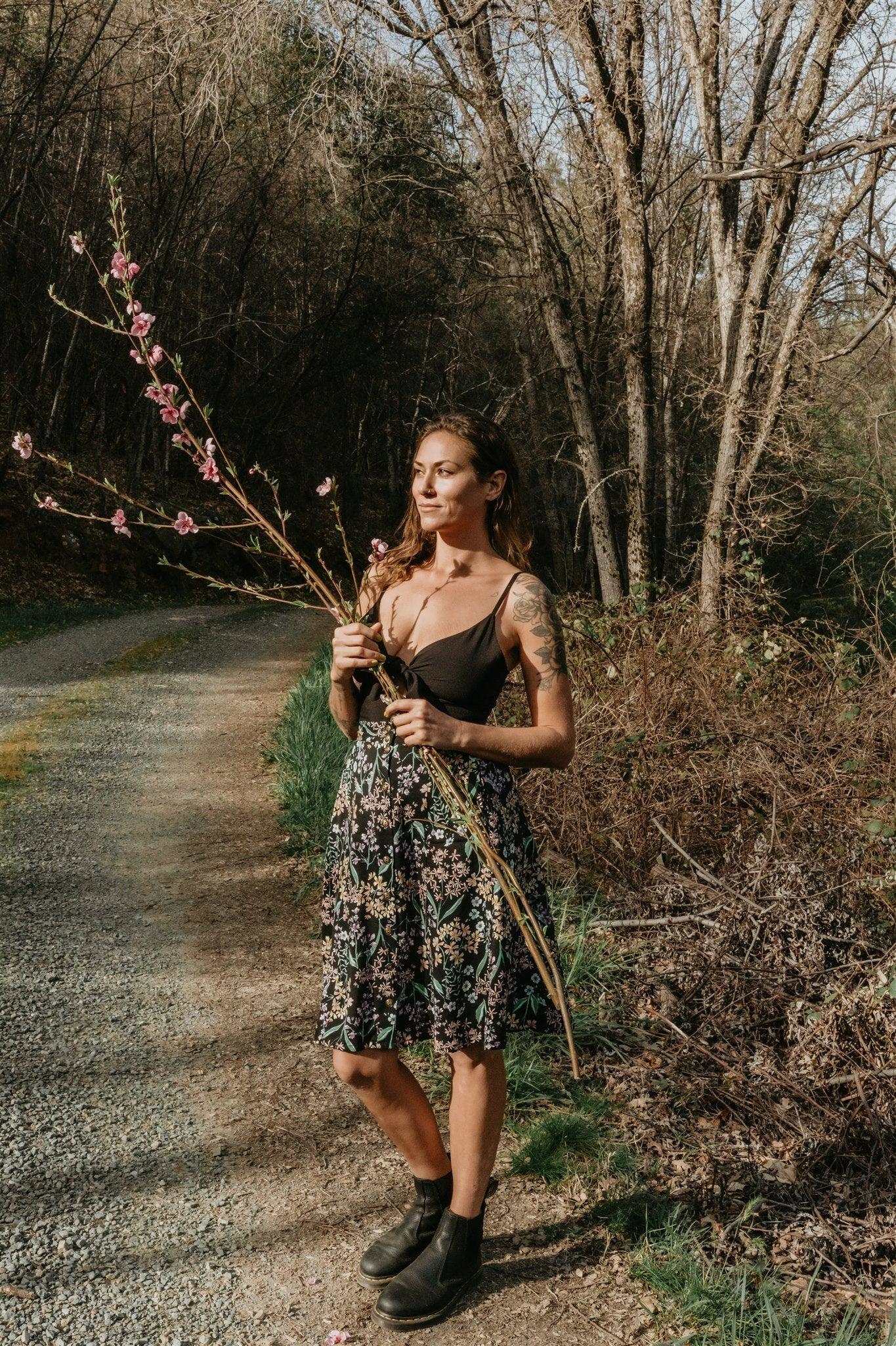 Bae Skirt in Black Herbal Challis Product Image