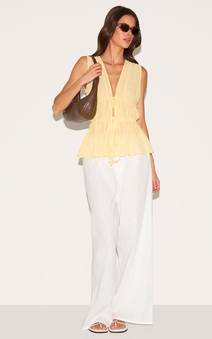 Lemon Chiffon Tie Front Top Product Image