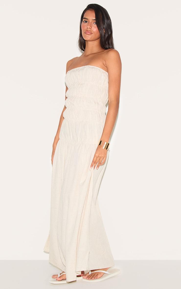 Natural Bandeau Ruched Detail Maxi Dress Product Image