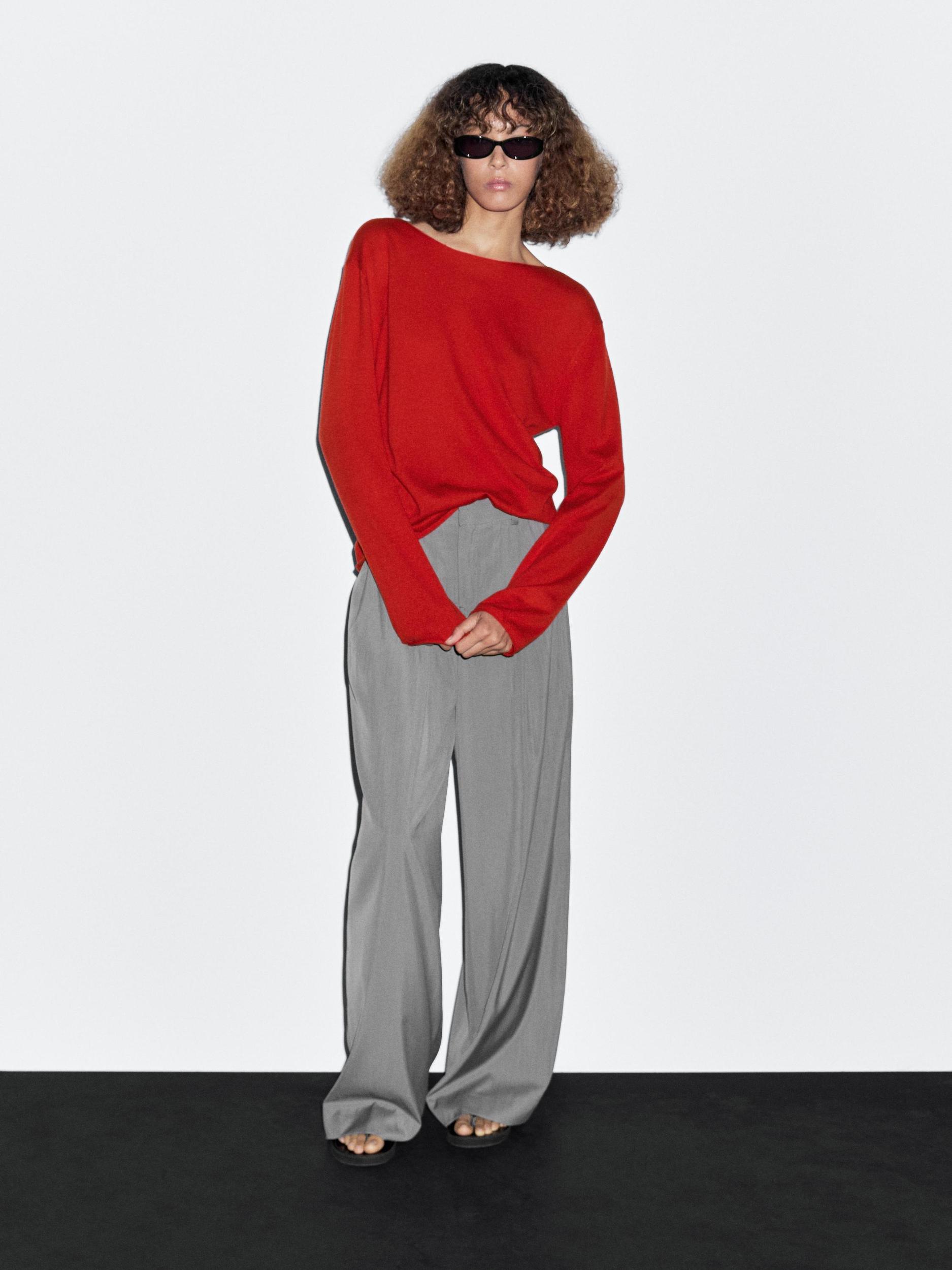 Wool blend boat neck sweater Product Image