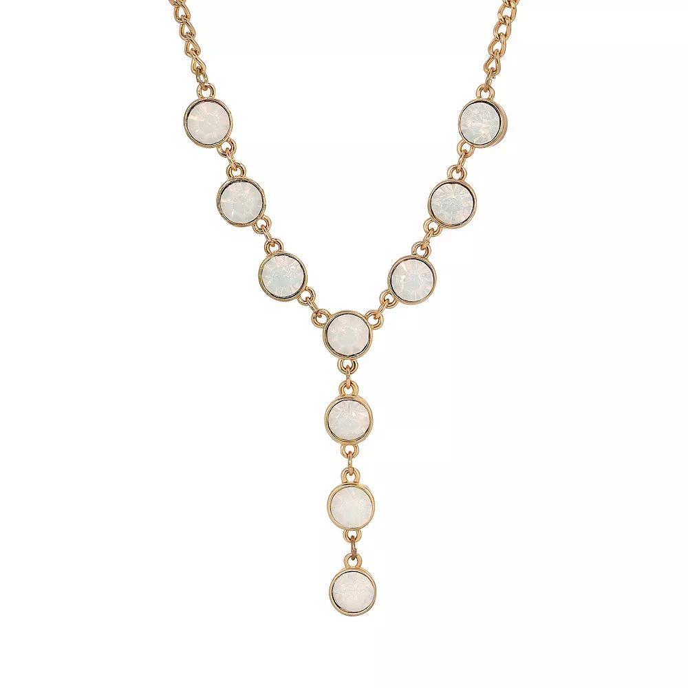 1928 Gold Tone Multi-Color Simulated Pearl Chain Strand Necklace, Women's, White Product Image